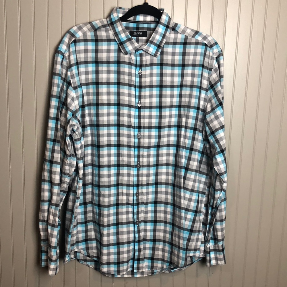 ALFANI Blue/Gray Button Up